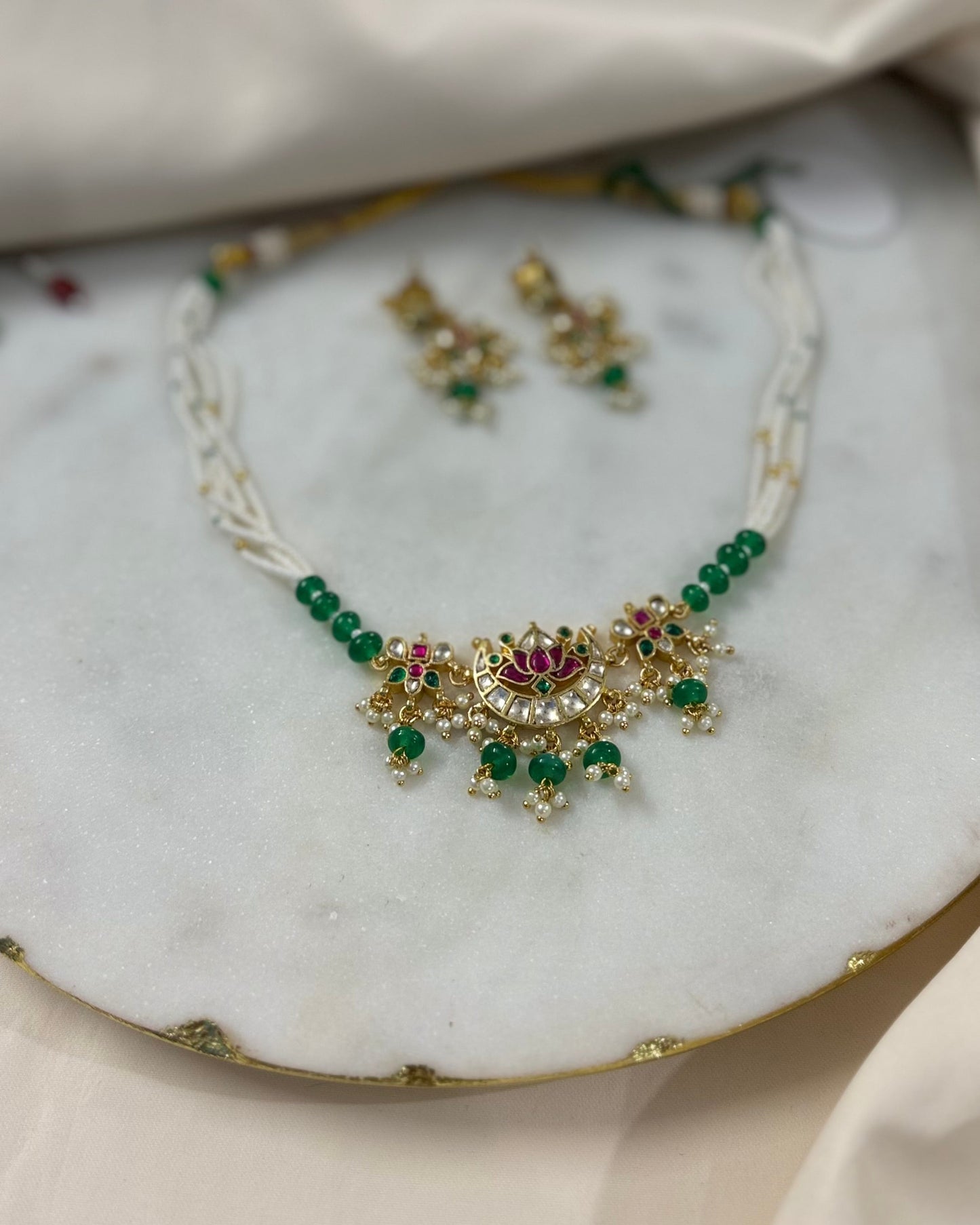 Pachi Kundan necklace set