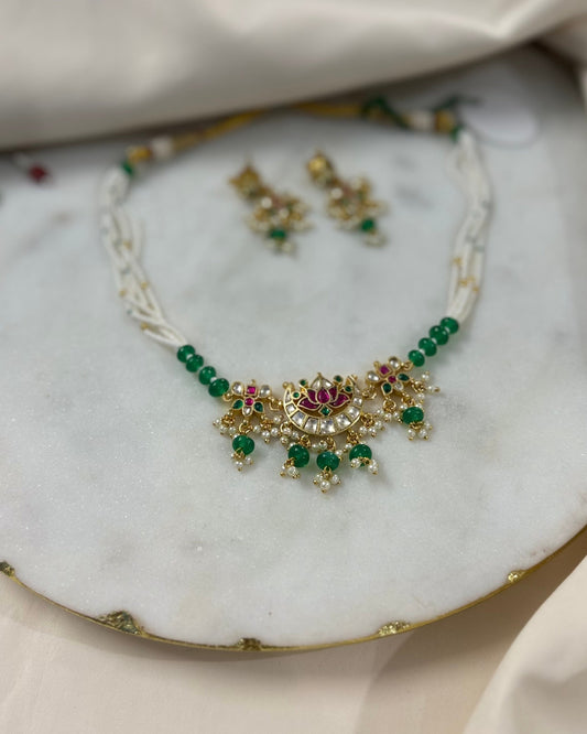 Pachi Kundan necklace set