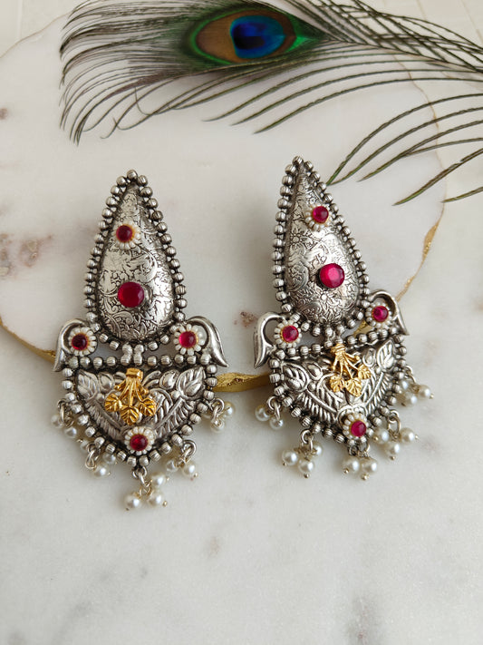 Pink Oxidized Ruhi Earrings