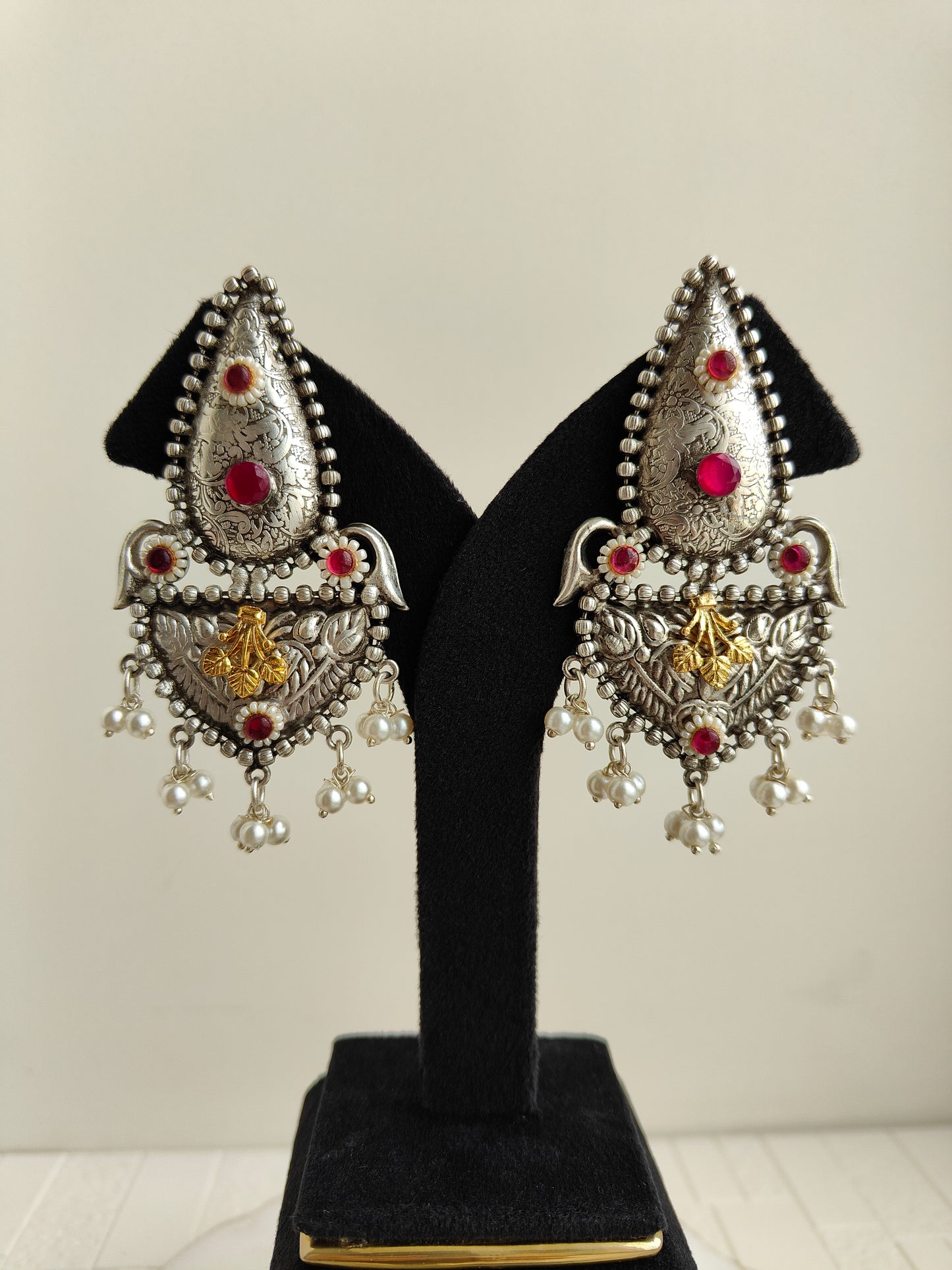 Pink Oxidized Ruhi Earrings