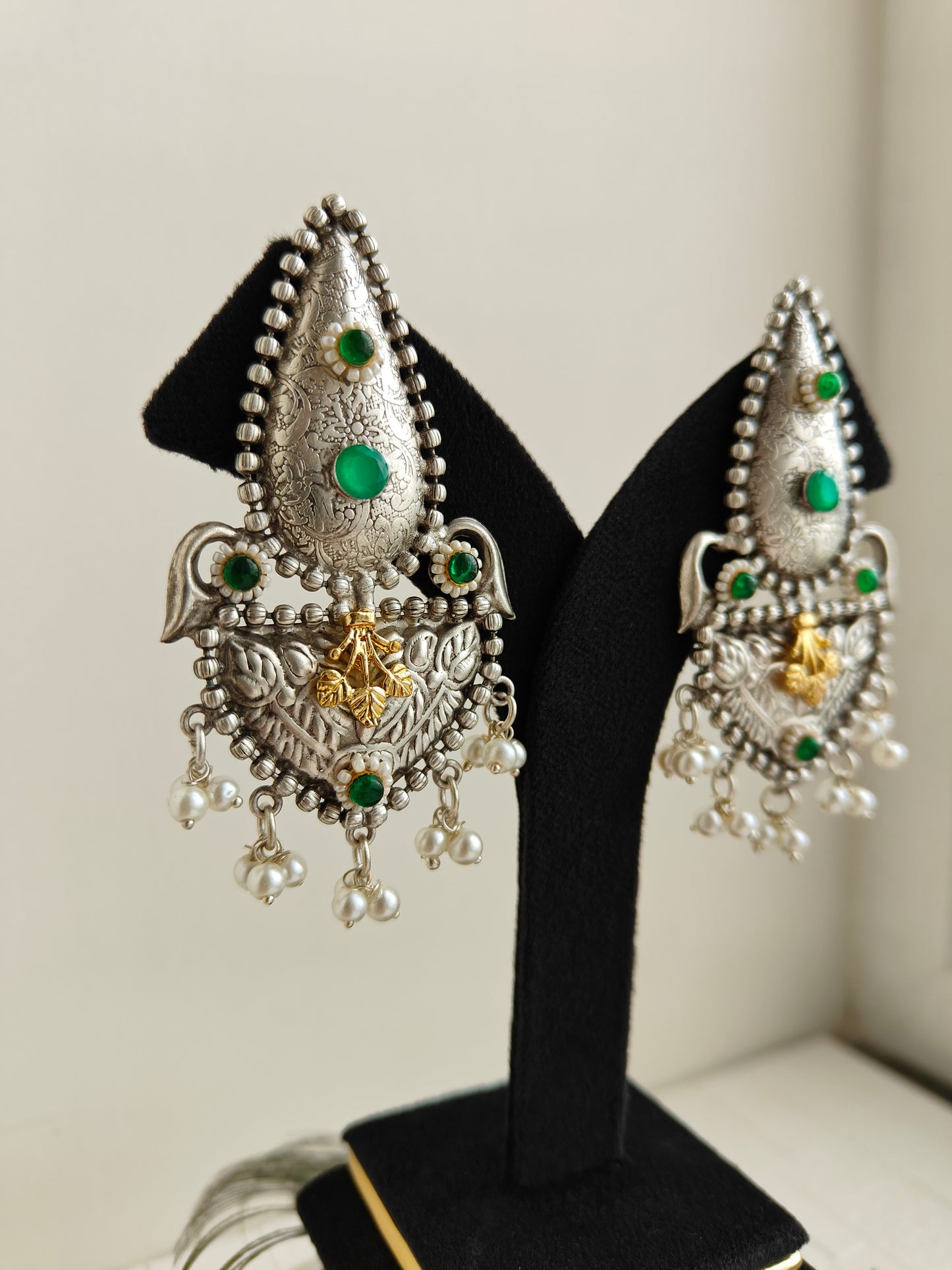 Green Ruhi Oxidized earrings