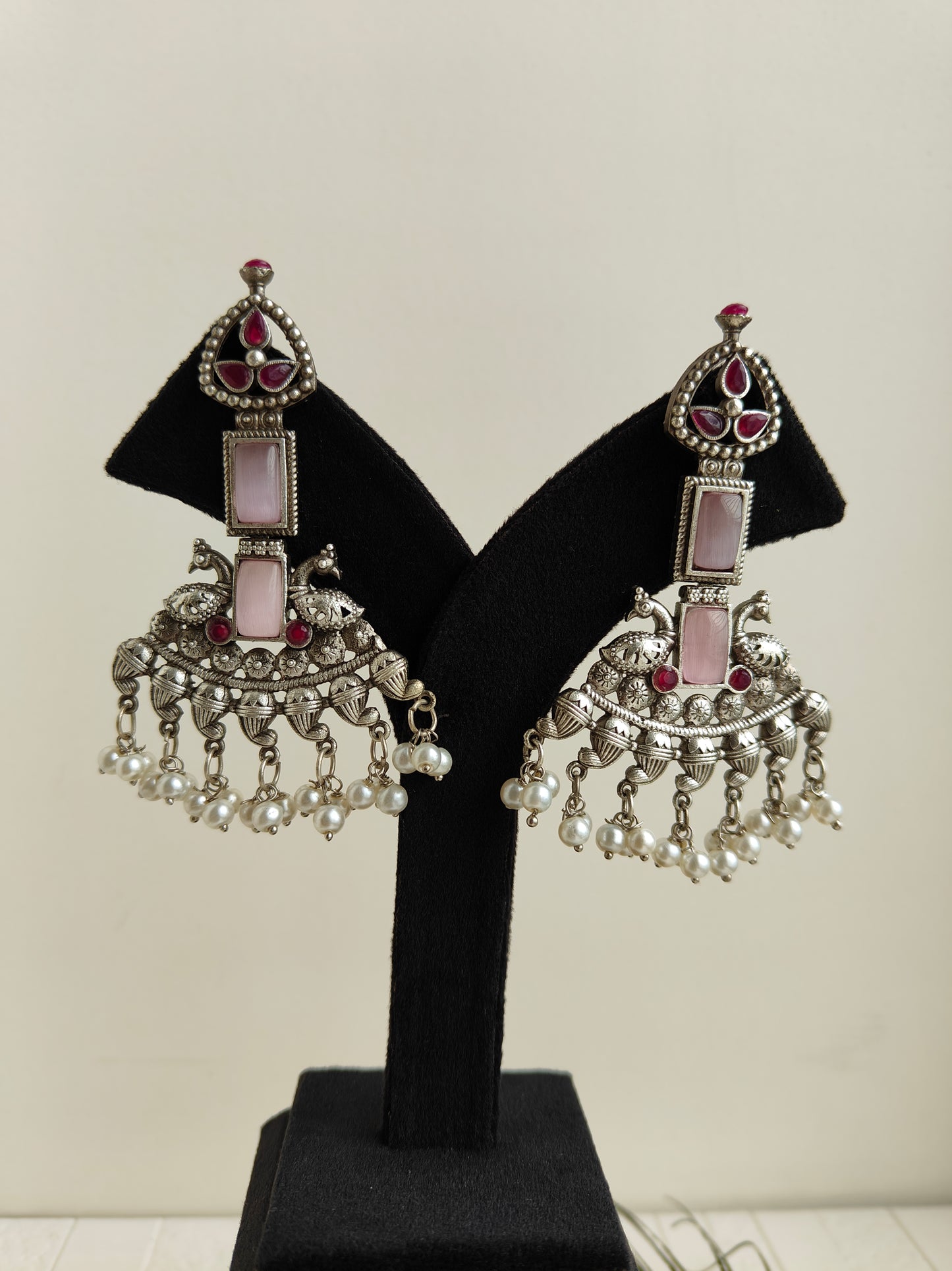 Pink Oxidized Vibha Earrings