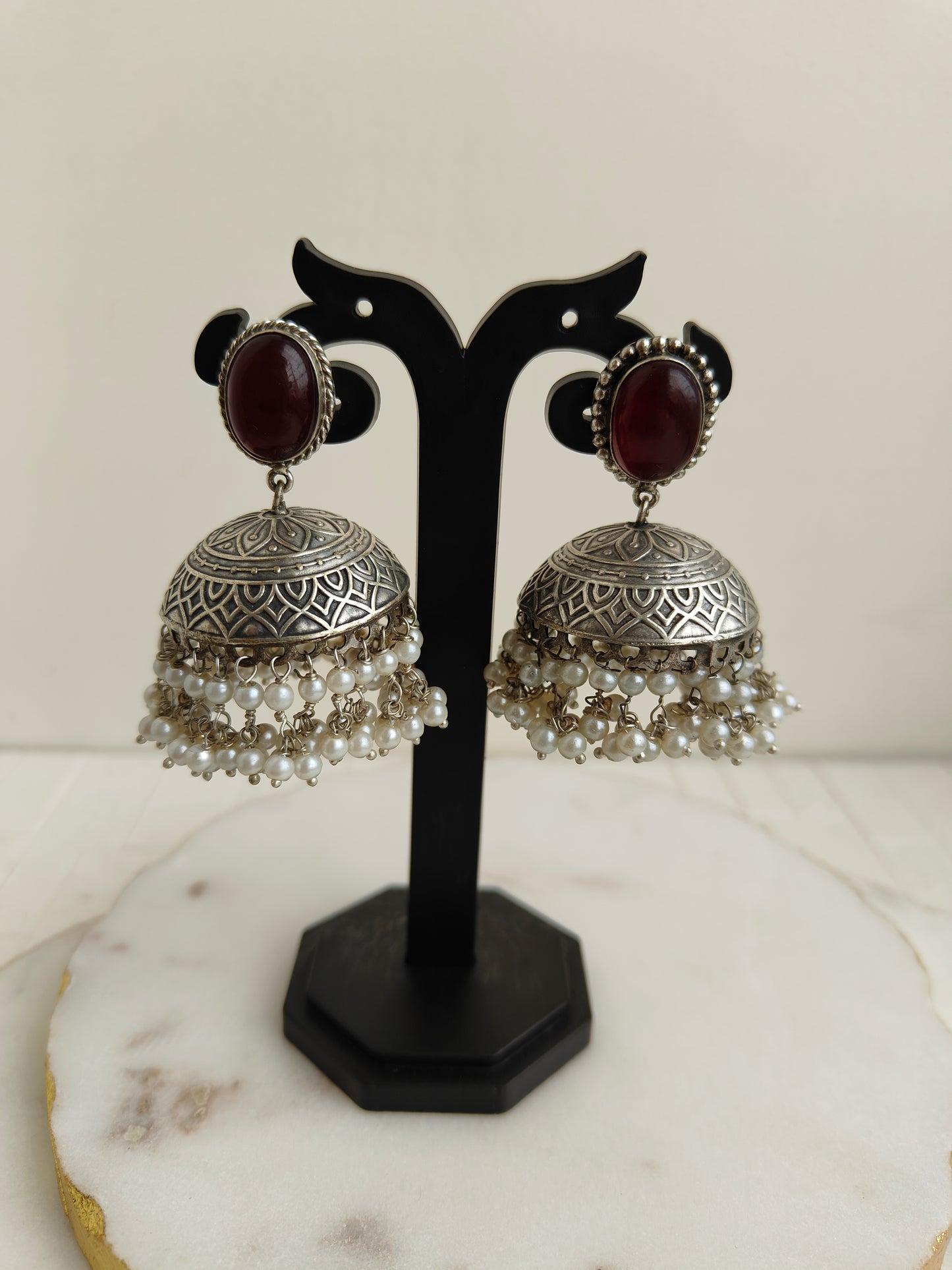 Red Ahi oxidized Jhumki