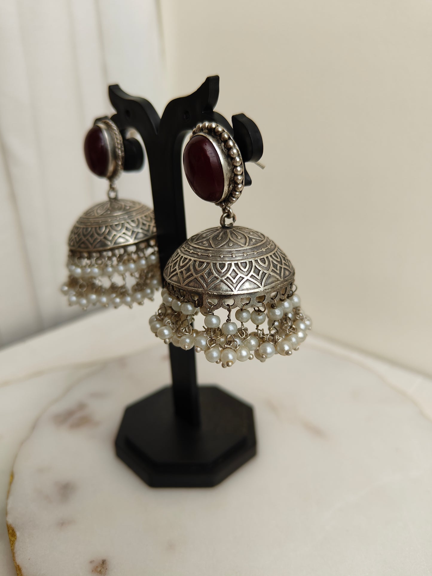 Red Ahi oxidized Jhumki