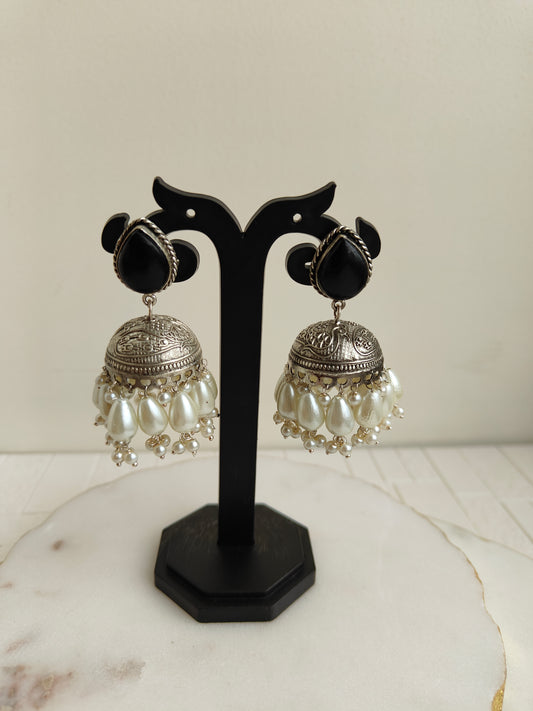 Black Ahi Oxidized Jhumki