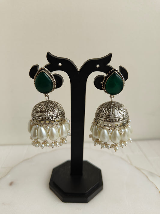 Green Ahi oxidized Jhumki