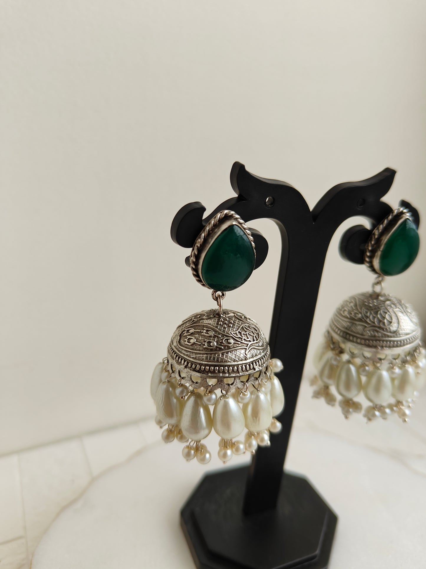 Green Ahi oxidized Jhumki