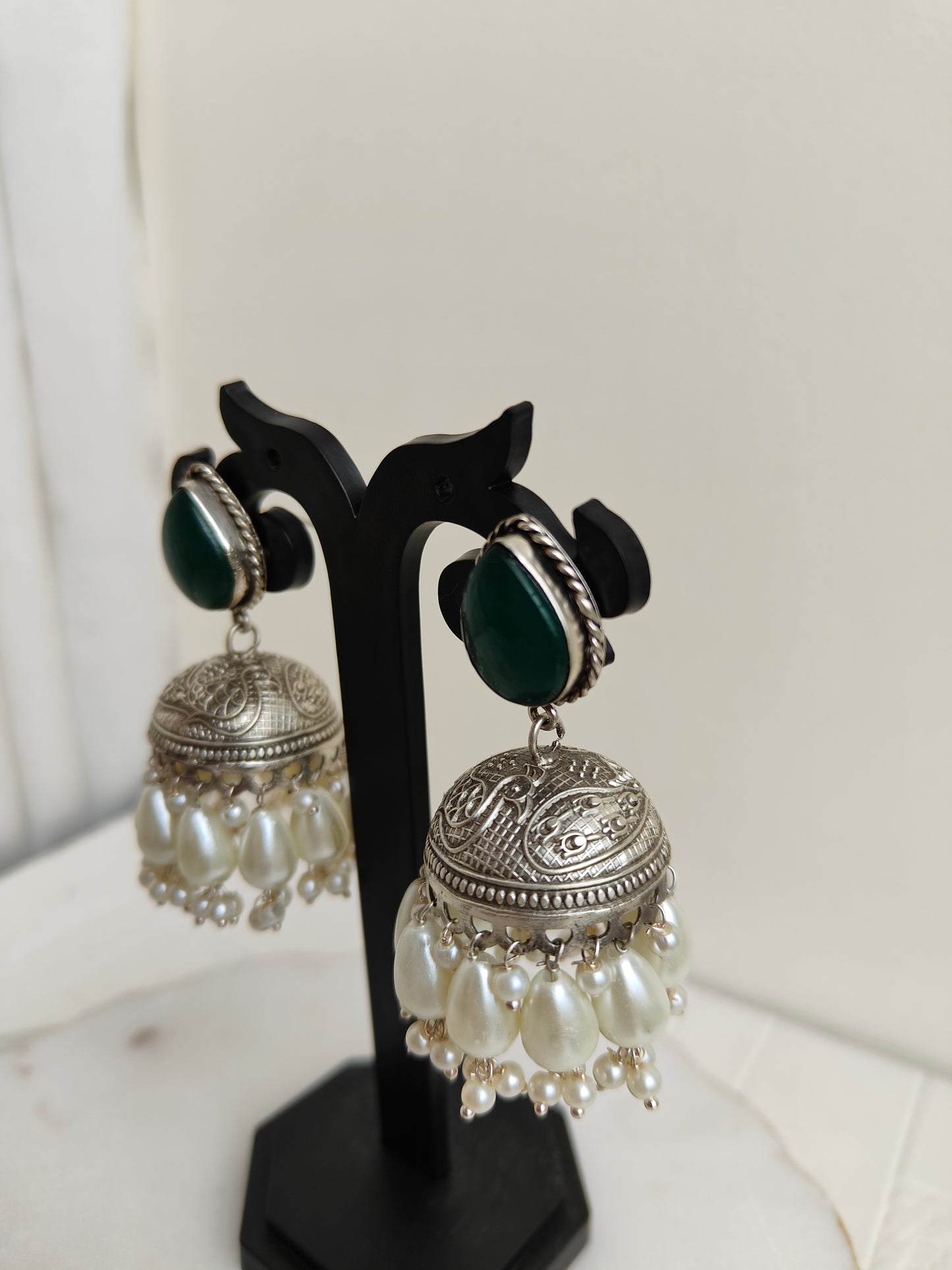 Green Ahi oxidized Jhumki