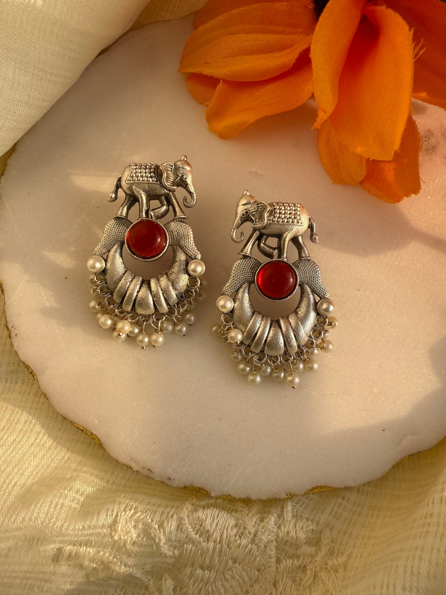 RED Jiva OXIDIZED EARRINGS