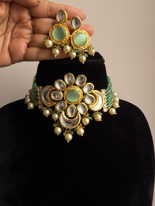 Alka Pista Green Kundan necklace