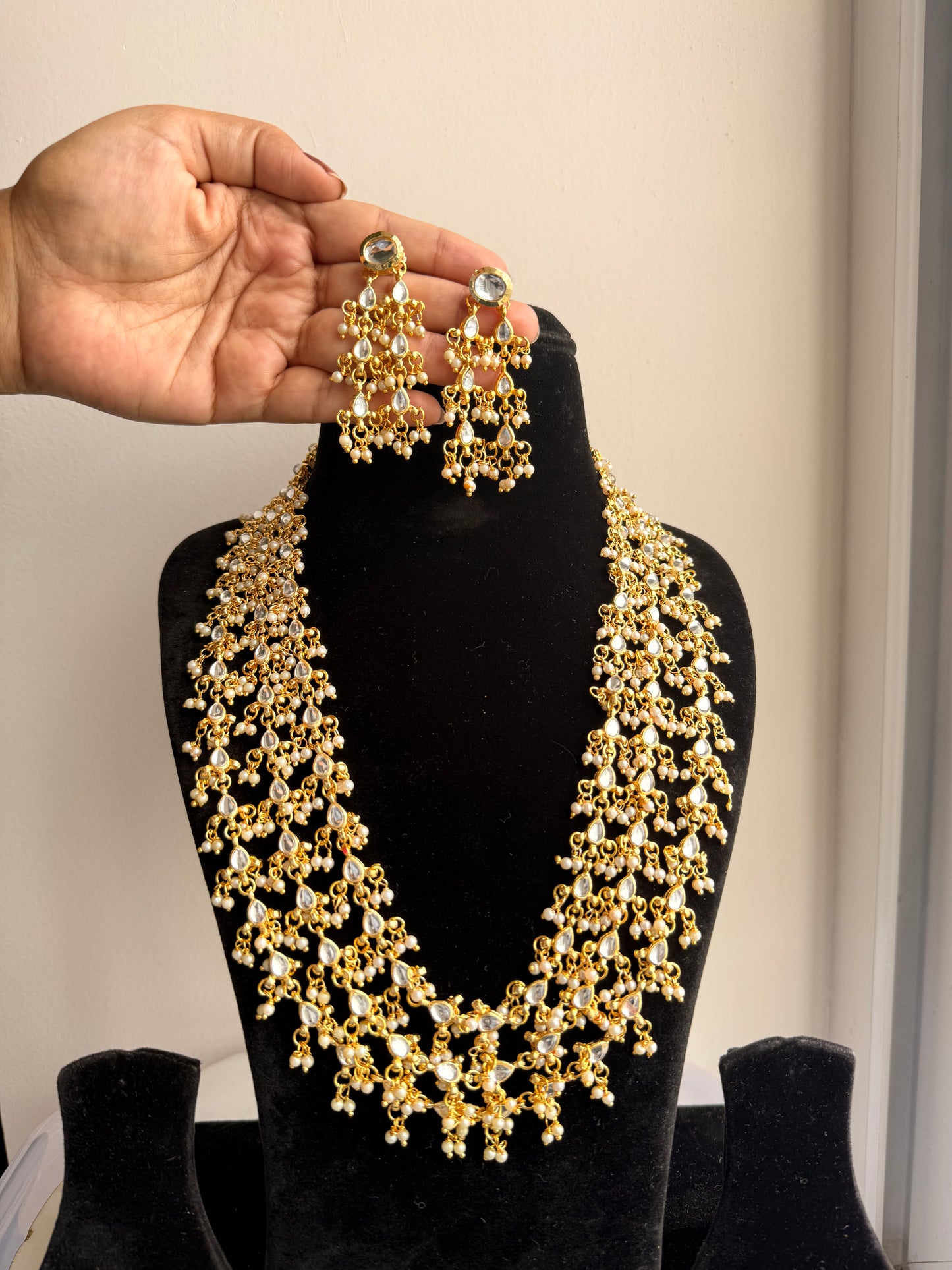 Maharani Pearl and Kundan Layered Necklace set