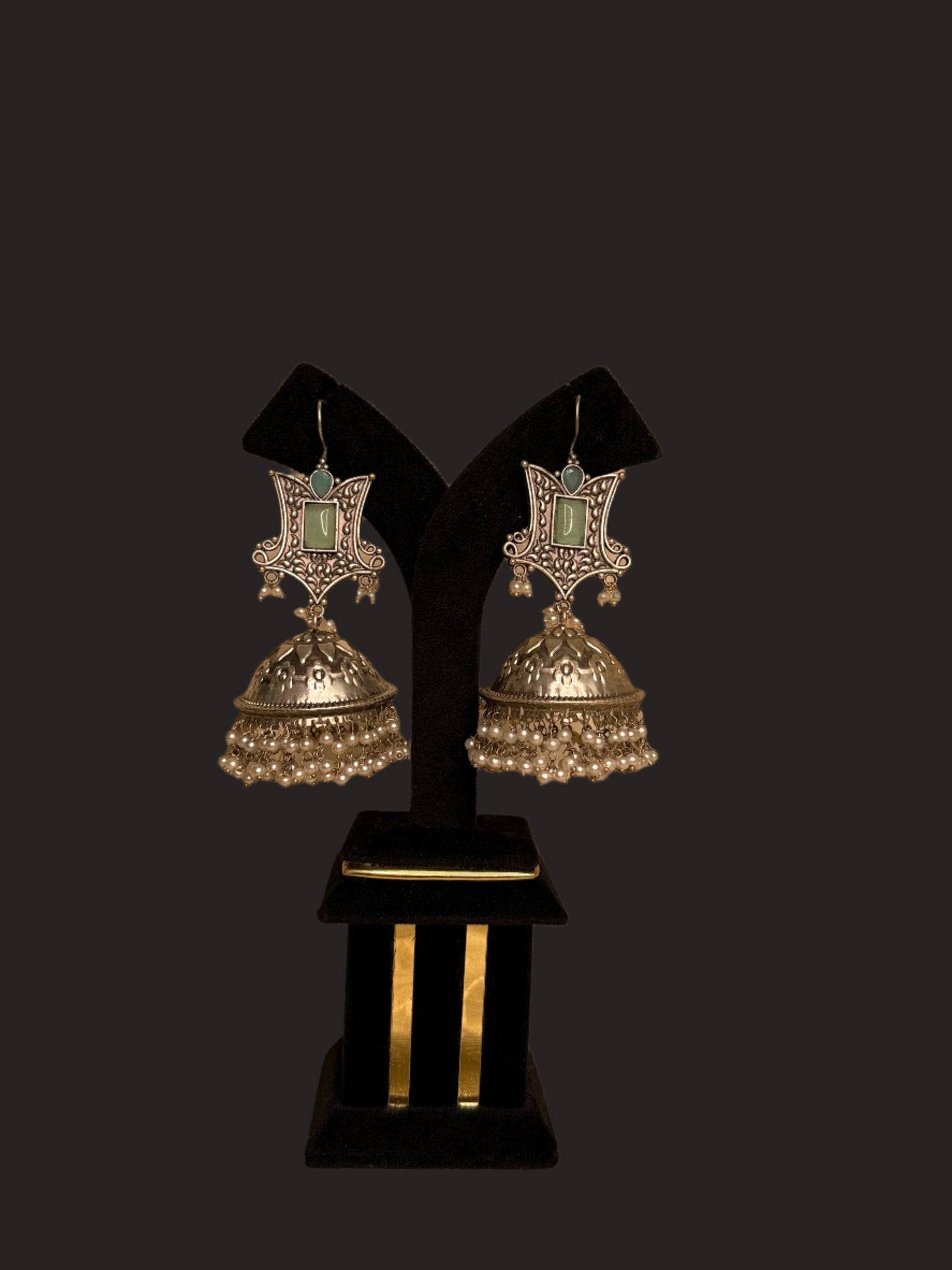 Brinda Green Oxidized jhumka