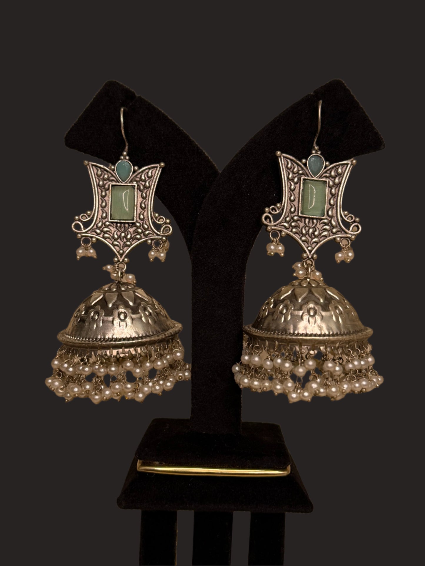 Brinda Green Oxidized jhumka