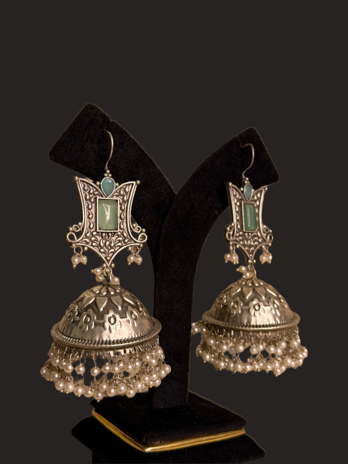 Brinda Green Oxidized jhumka