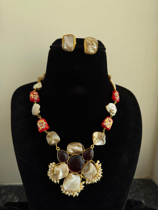 Red Mother of Pearl Necklace