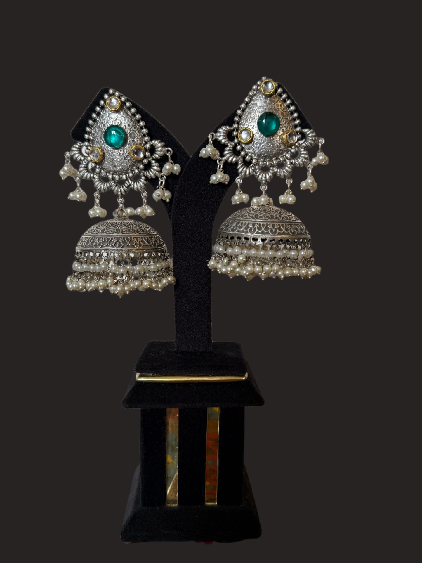 Shifa Green Oxidized jhumka