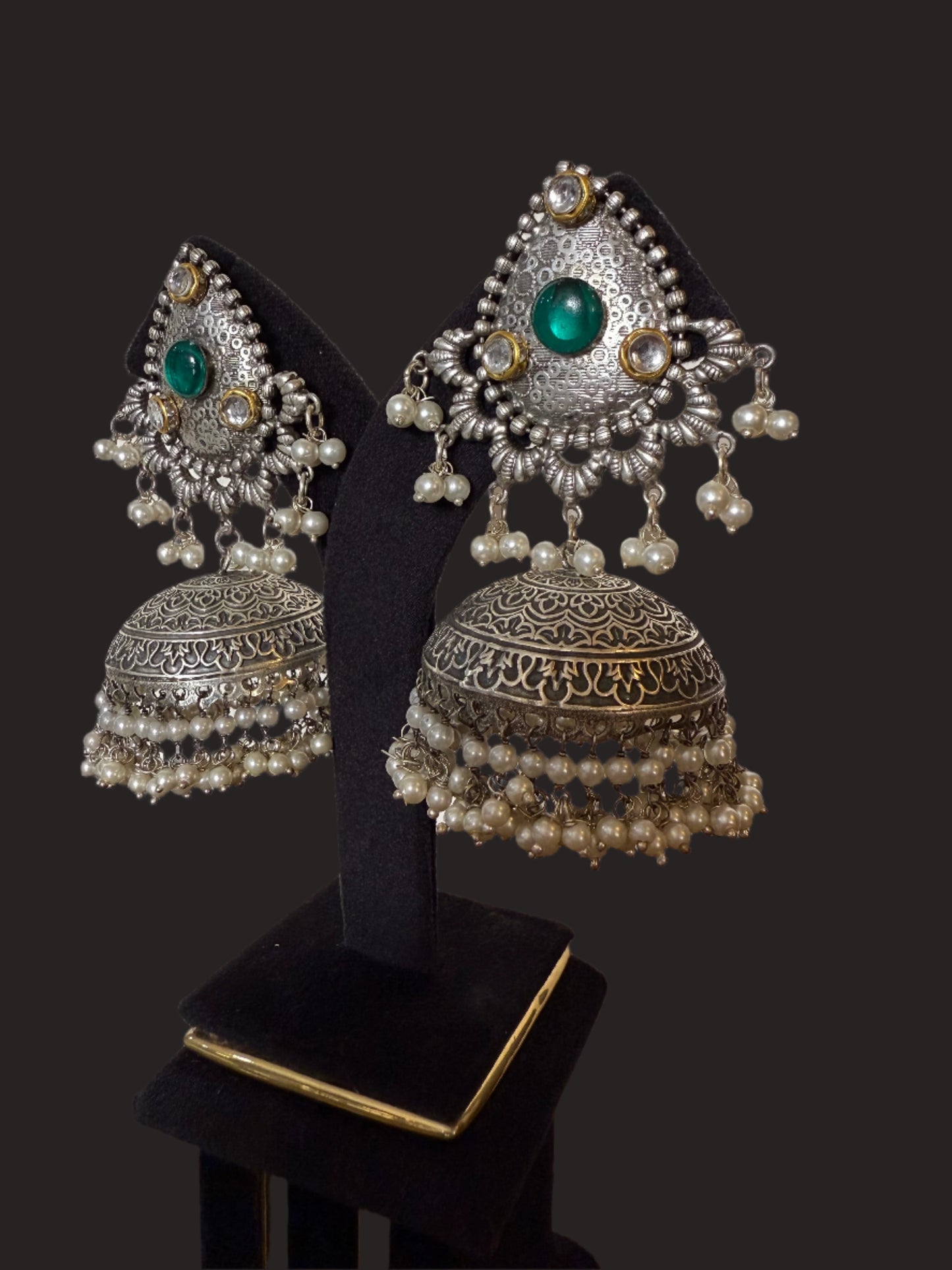 Shifa Green Oxidized jhumka