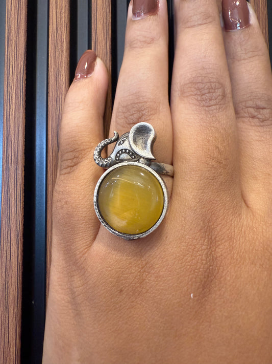 Yellow Oxidized finger ring