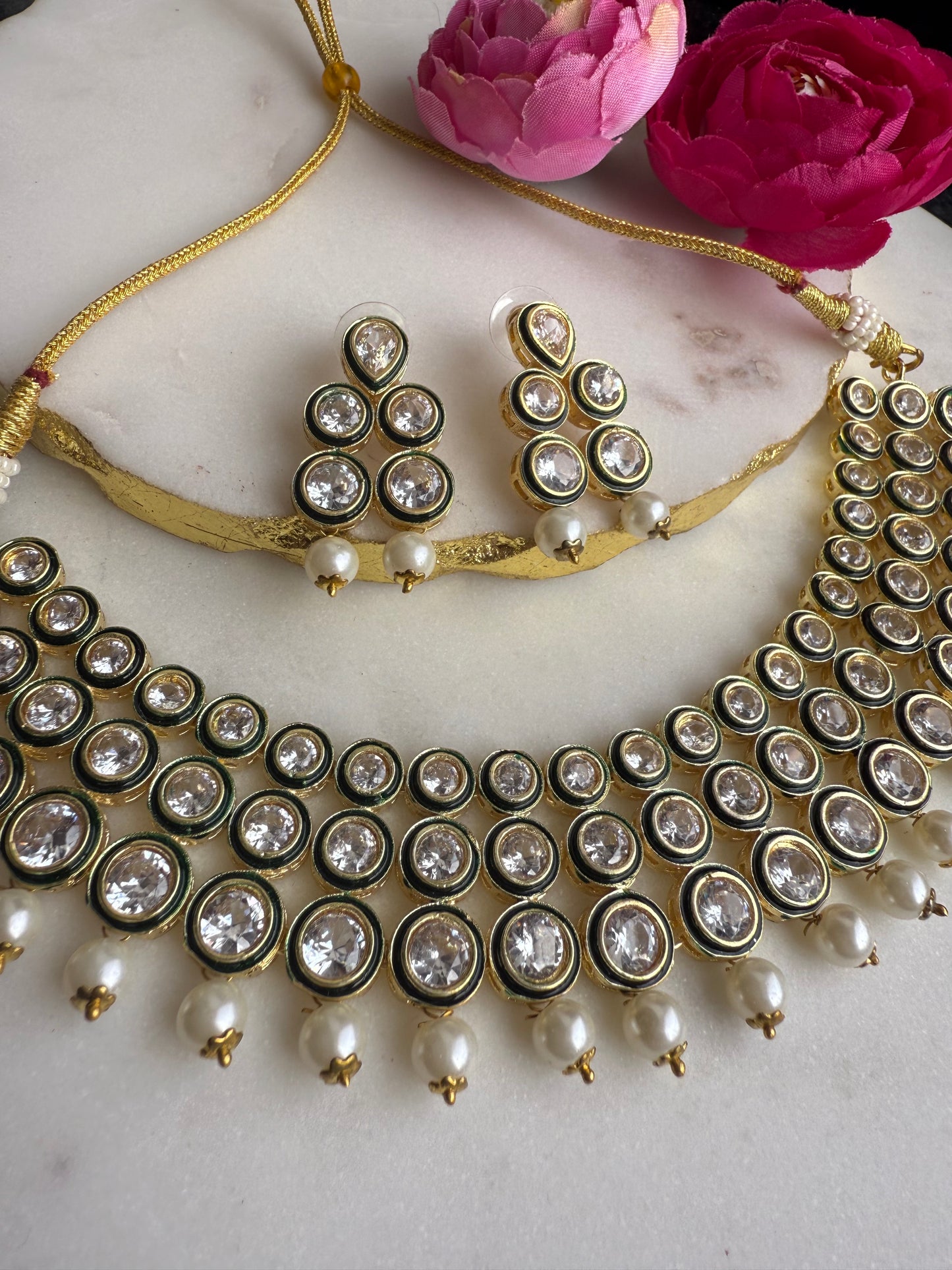 Polki kundan necklace set