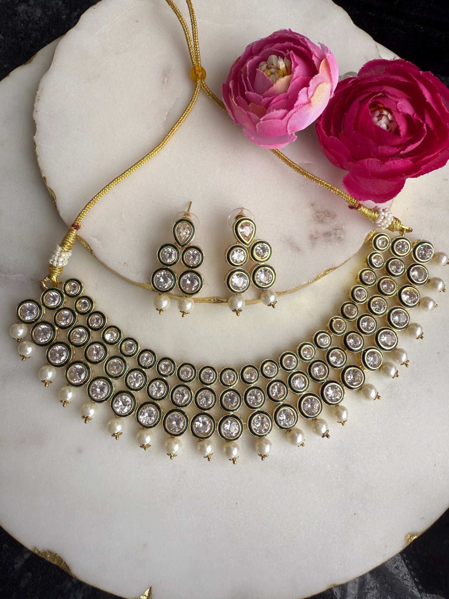 Polki kundan necklace set