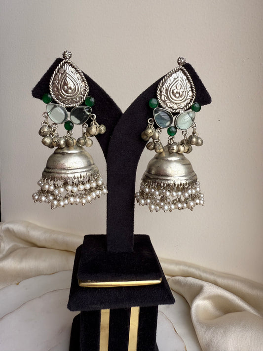 Green oxidized jhumka