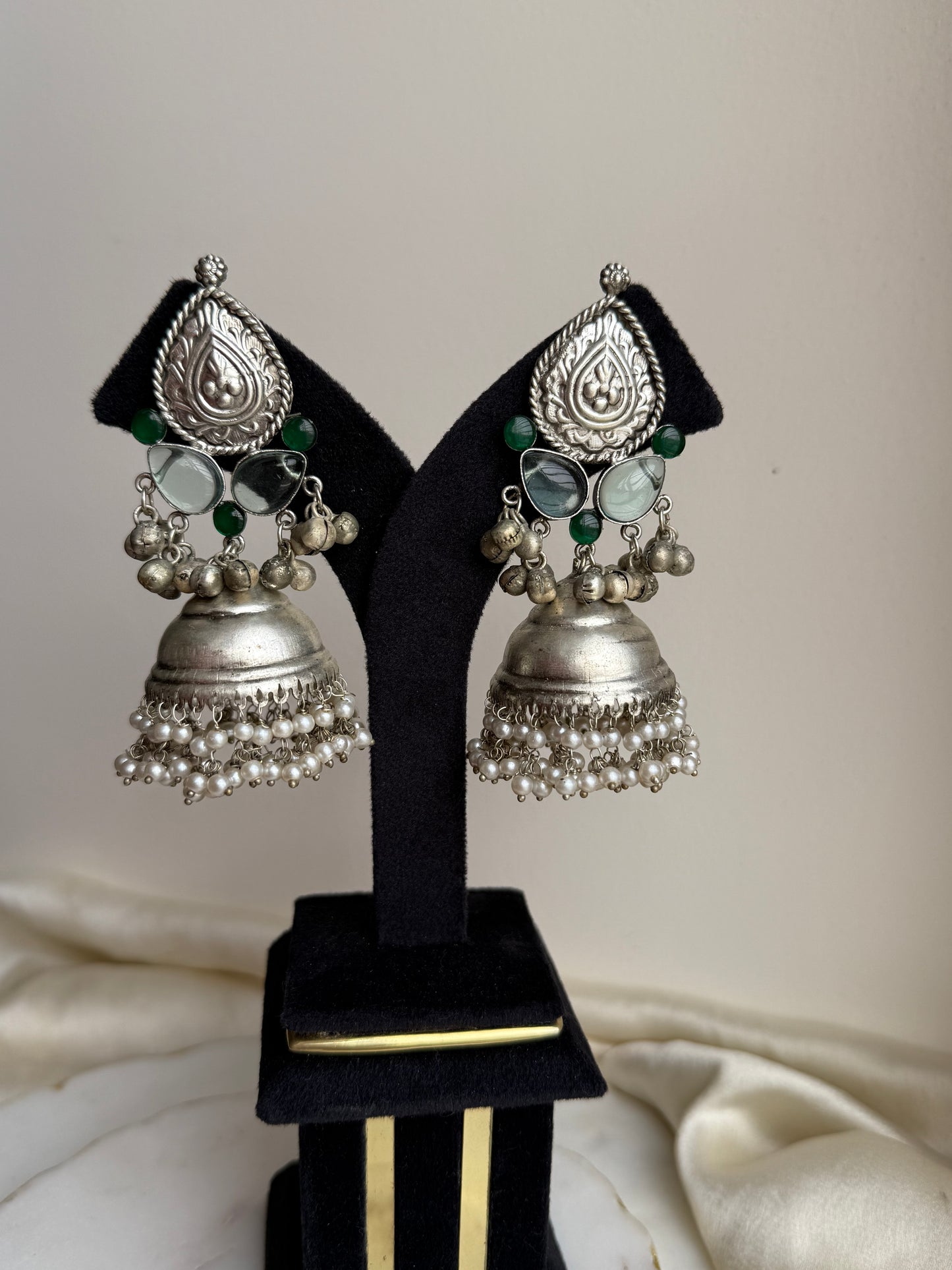 Green oxidized jhumka