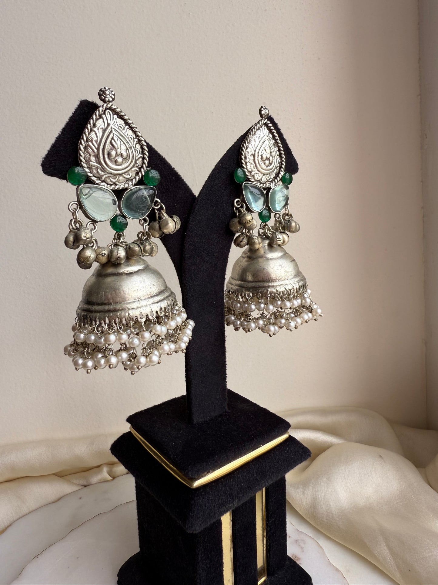 Green oxidized jhumka