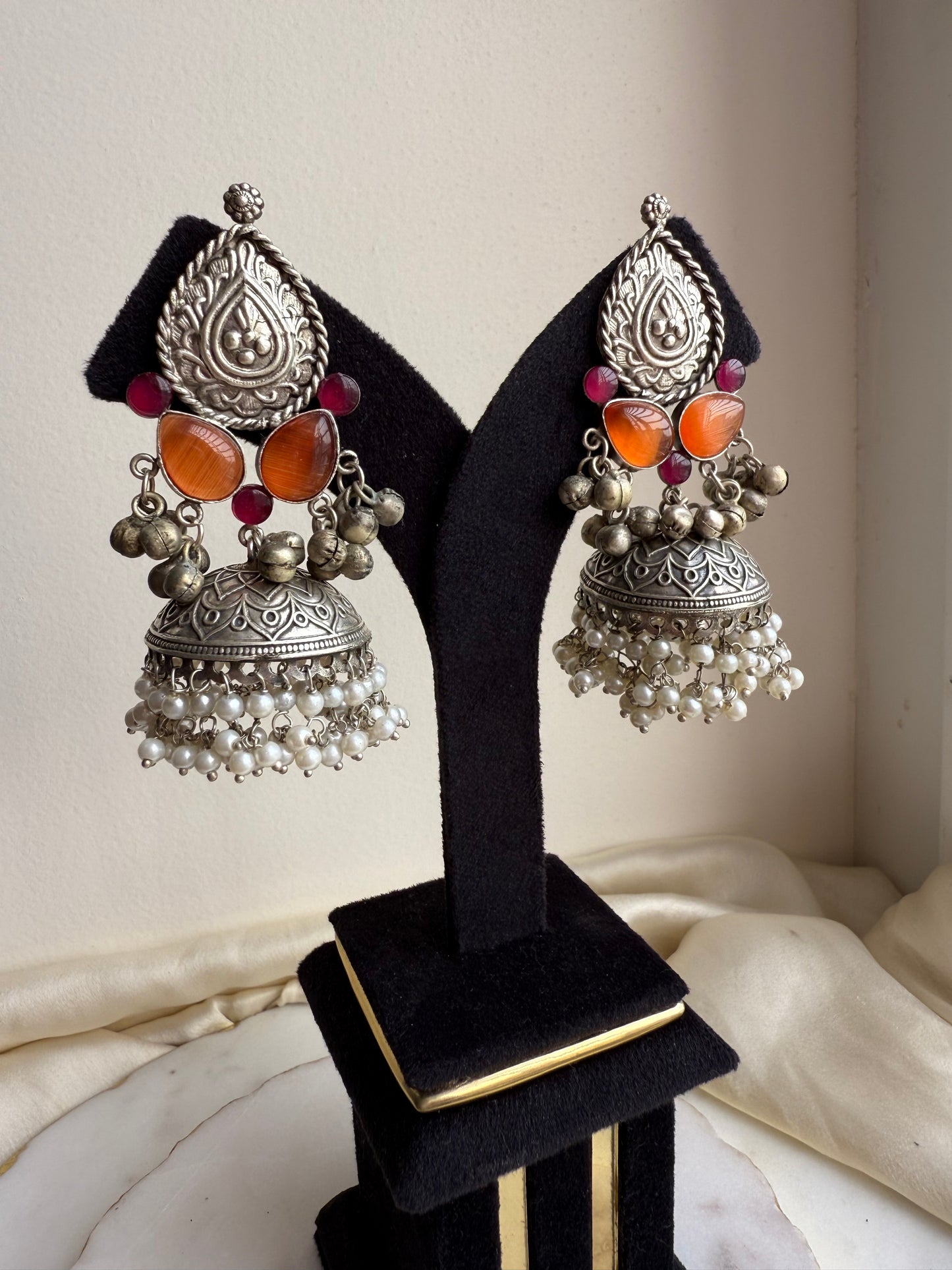 Rust orange color oxidized jhumka