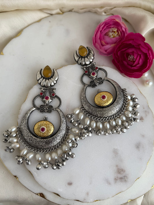 Rehana Oxidized dual tone chandbali