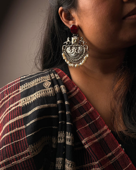 ASHWA OXIDISED CHANDBALI EARRINGS