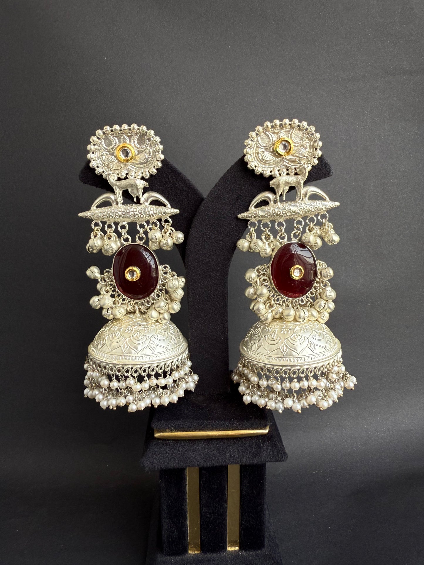 Tithi silver tone Jhumka