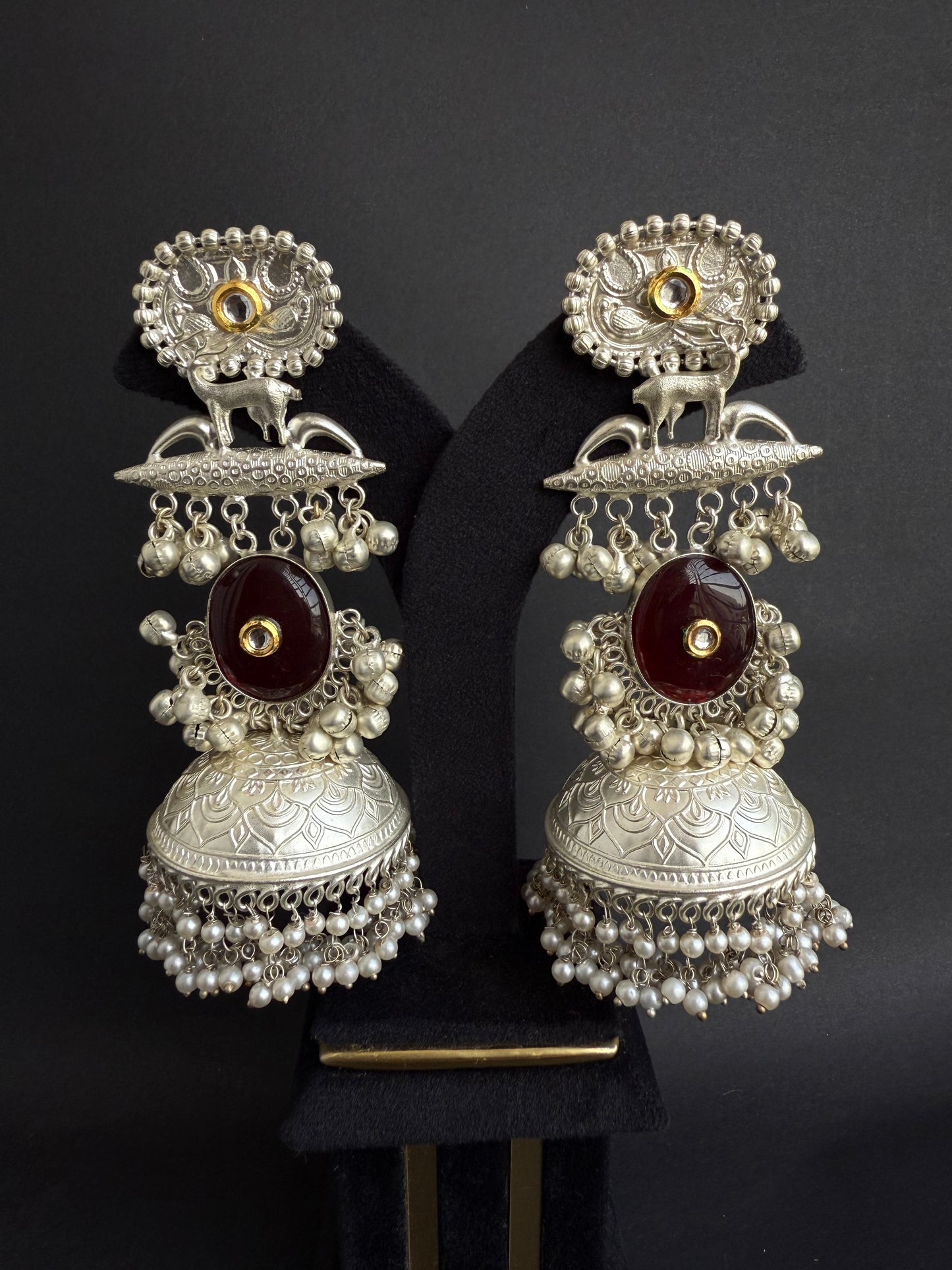 Tithi silver tone Jhumka