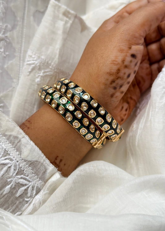 GREEN MEENAKARI POLKI KADAS