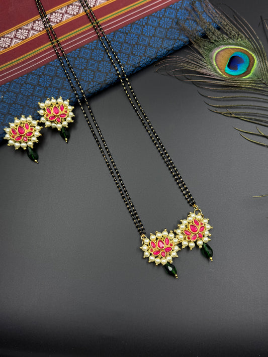 MANGALSUTRA - kundan and pearls - green stones - wedding and festive wear