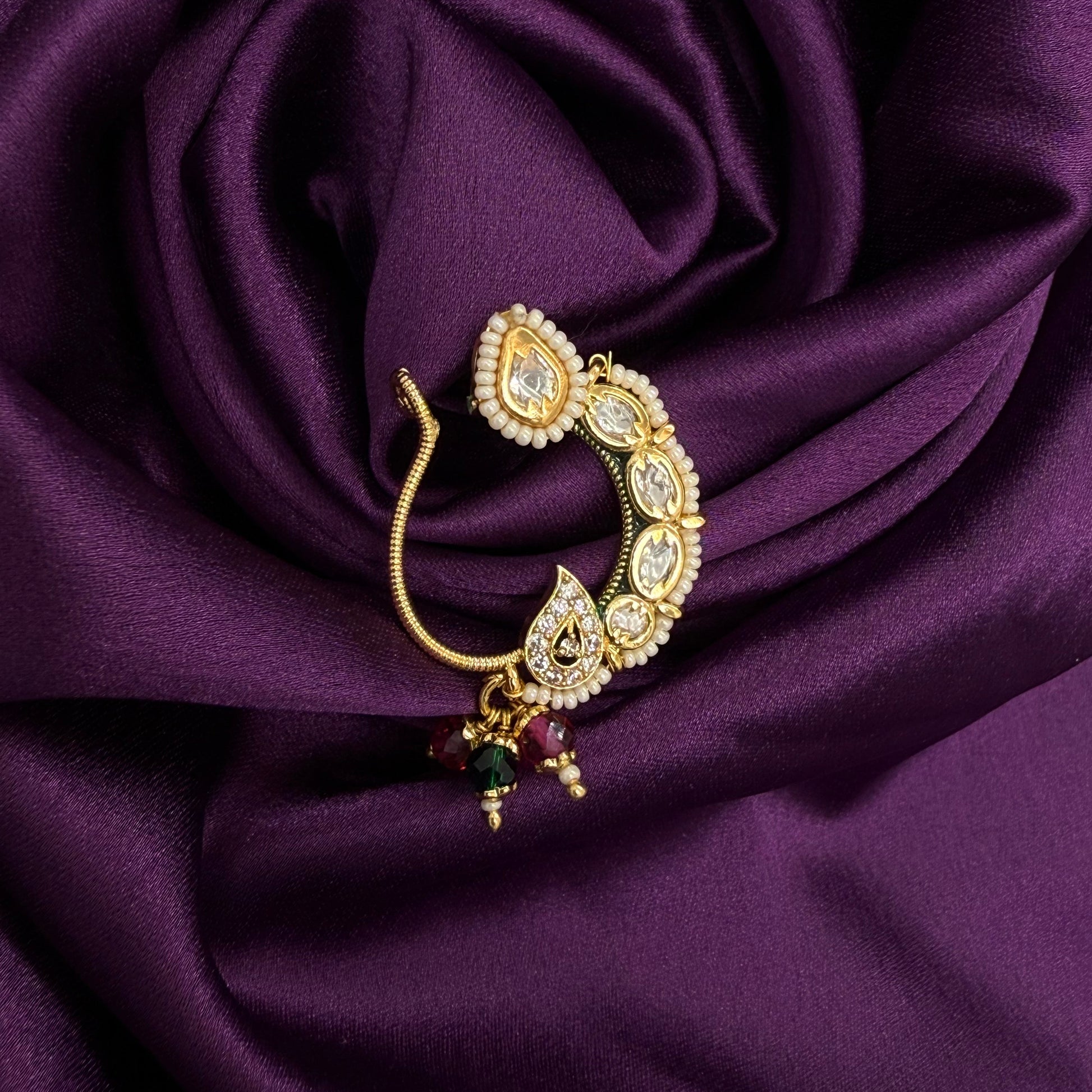 maharashtrian nath - kundan and pearls - wedding and festive wear
